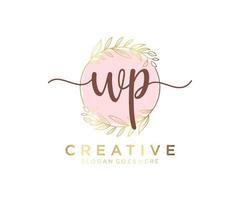 Initial WP feminine logo. Usable for Nature, Salon, Spa, Cosmetic and Beauty Logos. Flat Vector Logo Design Template Element.