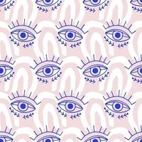 Aztec Evil eyes seamless pattern in blue, salmon color vector