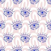 Aztec Evil eyes seamless pattern in blue, salmon color vector