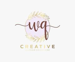 Initial WQ feminine logo. Usable for Nature, Salon, Spa, Cosmetic and Beauty Logos. Flat Vector Logo Design Template Element.