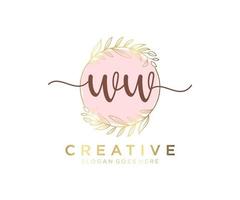 Initial WW feminine logo. Usable for Nature, Salon, Spa, Cosmetic and Beauty Logos. Flat Vector Logo Design Template Element.