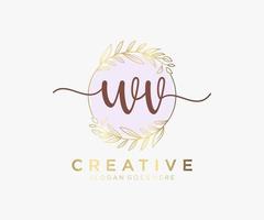 Initial WV feminine logo. Usable for Nature, Salon, Spa, Cosmetic and Beauty Logos. Flat Vector Logo Design Template Element.