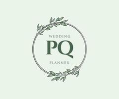 PQ Initials letter Wedding monogram logos collection, hand drawn modern minimalistic and floral templates for Invitation cards, Save the Date, elegant identity for restaurant, boutique, cafe in vector