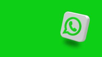 aplicación whatsapp icono 3d de gran tamaño giratorio, espacio para texto en el lado derecho, representación 3d, clave de croma, selección de mate luma, tercer icono 3d inferior video