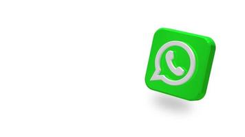 WhatsApp app groot grootte 3d icoon roterend, ruimte voor tekst Aan Rechtsaf kant, 3d weergave, chroma sleutel, luma matte selectie, lager derde 3d icoon video