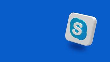 skype App grande dimensione 3d icona rotante, spazio per testo su giusto lato, 3d rendering, croma chiave, luma Opaco selezione, inferiore terzo 3d icona video