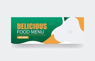 Delicious food menu banner cover background template vector