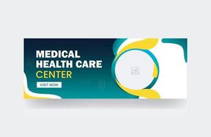 médico banner cubierta de atención médica o plantilla de hospital de diseño de publicación de redes sociales de atención médica vector