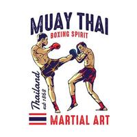 ilustración vectorial de artes marciales de boxeo muay thai, perfecta para el diseño de camisetas y el diseño del logotipo del club de entrenamiento de artes marciales vector