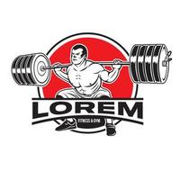 Barbell work out vector illustration logo design, perfect for tshirt design and body building fitness gym logo