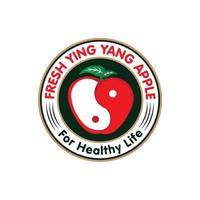 ilustración vectorial de fruta de manzana en estilo ying yang, perfecta para el diseño de camisetas y el diseño del logotipo de la tienda de comestibles de fruta fresca vector