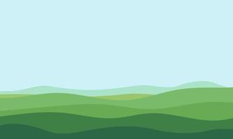 Abstract minimal green fields landscape illustration background vector