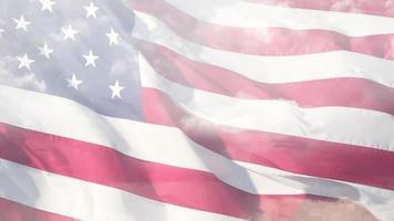 Ghosted American Flag Waving In Wind with Turbulent Time lapse Clouds video