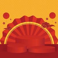 abstract realistic 3d cylinder podium with chinese new year vector