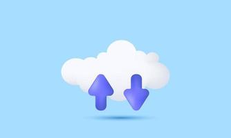illustration realistic abstract 3d cute clouds arrow concept isolated on background vector