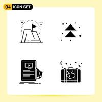 4 Creative Icons for Modern website design and responsive mobile apps 4 Glyph Symbols Signs on White Background 4 Icon Pack Creative Black Icon vector background