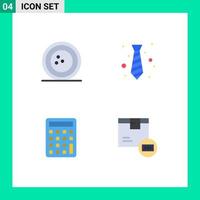 Pack of 4 creative Flat Icons of awards tie skittles office calculate Editable Vector Design Elements