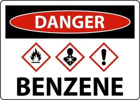 Danger Benzene GHS Sign On White Background vector