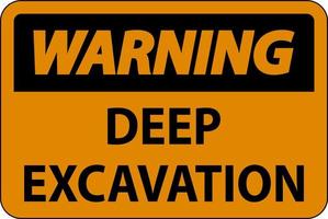 Deep Excavation Warning Sign On White Background vector