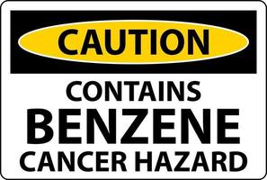 Caution Contains Benzene Sign On White Background vector