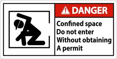 Danger Confined Space Do Not Enter Without Obtaining Permit vector