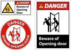 Danger Beware Opening Door Sign On White Background vector