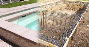 4k Swimming Pool Construction Site Fading Vertically to Completion. video