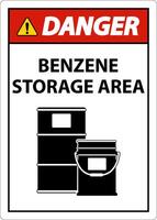 Danger Benzene Storage Area Sign On White Background vector