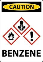 Caution Benzene GHS Sign On White Background vector