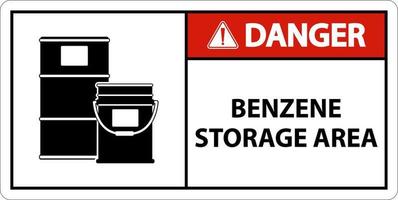 Danger Benzene Storage Area Sign On White Background vector