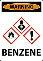 Warning Benzene GHS Sign On White Background vector