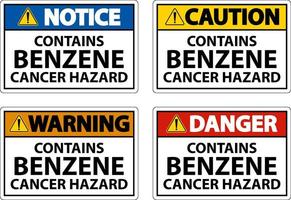 Caution Contains Benzene Sign On White Background vector