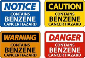 Caution Contains Benzene Sign On White Background vector