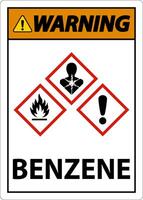 Warning Benzene GHS Sign On White Background vector