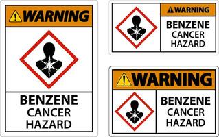 Warning Benzene Cancer Hazard GHS Sign On White Background vector