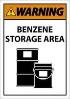 Señal de área de almacenamiento de benceno de advertencia sobre fondo blanco. vector