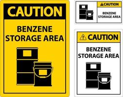 Caution Benzene Storage Area Sign On White Background vector