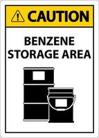 Precaución señal de área de almacenamiento de benceno sobre fondo blanco. vector