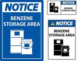 Notice Benzene Storage Area Sign On White Background vector