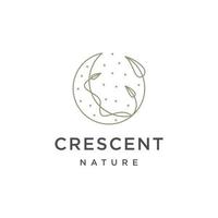 Crescent moon leaf logo design template flat vector