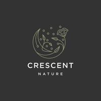 Crescent moon leaf logo design template flat vector