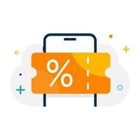 Digital voucher on smartphone screen concept illustration flat design vector eps10. graphic element for infographic, landing page, empty state app or web ui, icon