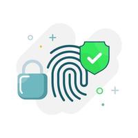 secured with a fingerprint concept illustration flat design vector eps10. modern graphic element for landing page, empty state ui, infographic, icon