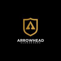 arrow head shield vector initial A logo design