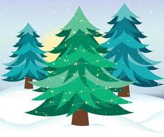 árbol de navidad pino bosque nevado vector
