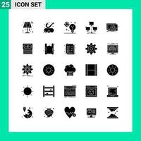 Set of 25 Modern UI Icons Symbols Signs for computer connection artificial intelligence distributed machine learning Editable Vector Design Elements