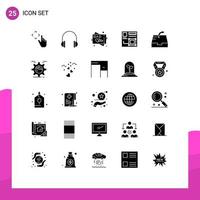 25 Thematic Vector Solid Glyphs and Editable Symbols of mail digital sound design art Editable Vector Design Elements