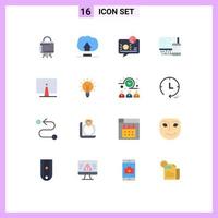 16 Universal Flat Color Signs Symbols of back cell banking monitor payment Editable Pack of Creative Vector Design Elements