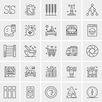 25 iconos de negocios universales vector ilustración de icono creativo para usar en proyectos relacionados con la web y dispositivos móviles