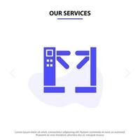 Our Services Access Control Turnstiles Underground Solid Glyph Icon Web card Template vector